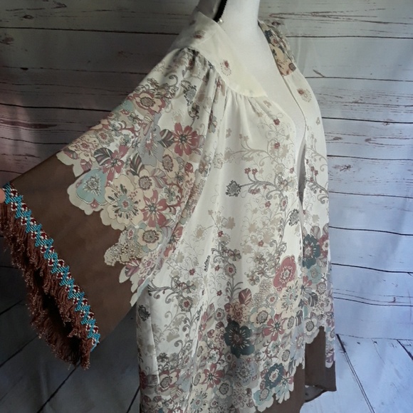 Umgee Tops - UMGEE open front sheer cardigan boho festival XL